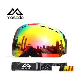 Lunettes de ski Mosodo aimant magnétique motoneige antibuée lunettes de ski neige grandes lunettes d'hiver sphériques éclaircissant Len 220704 Drop Dhofl