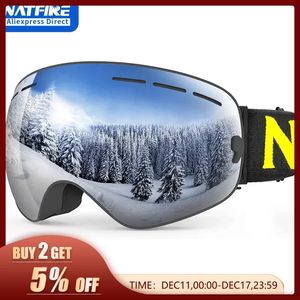 Ski Goggles NATFIRE Double Layers Anti fog UV400 Snowboard Snow Snowmobile Glasses Eyewear Outdoor Sport Skiing Googles 231212