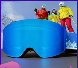 Lunettes de ski Nouvelles lunettes pour enfants Cylindre double face anti-buée Cylindrique Extérieur Enfants Miroir Goggs Et Équipement L221022