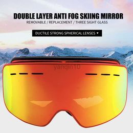 Skibril Occhiali da sci doppia lente UV400 anti-condens occhiali snowboard maschili maschere maschera HKD230725