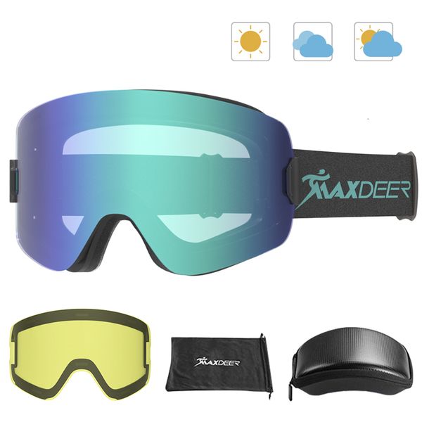 Gafas de esquí OTG Gafas de snowboard para hombres Mujeres con lente amarilla Protección UV400 Gafas de esquí antiniebla Adultos Nieve 230909