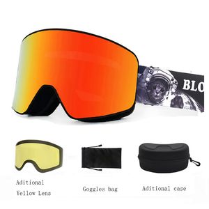 Gafas de esquí OTG al aire libre Máscara de snowboard Hombres Mujeres Caja de lente amarilla Kit de gafas Cilíndrico UV400 Protección Gafas de nieve Adulto 230904