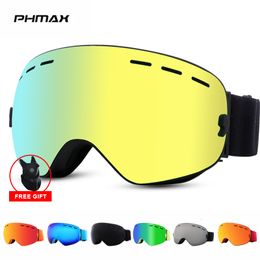 Ski Goggles Phmax dubbele lagen UV400 Antifog bril Skiing Mask Men Women Snow Pro Winter Sport 230814