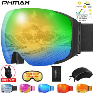 Lunettes de Ski PHMAX Lunettes de Snowboard Magnétiques Coupe-Vent Motoneige Lentilles de Vision Nocturne Sport de Neige 221124