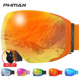 Skibril PHMAX Magnetische UV400 Bescherming Outdoor Snowboard Mannen Vrouwen Winter Anti Fog Masker Bril 231122