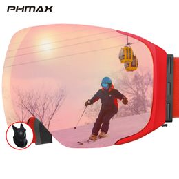 Ski -bril PHMAX Magnetic UV400 Bescherming Snowboardglazen Men Men Winter Dubbele lagen Snicking Snow 221124