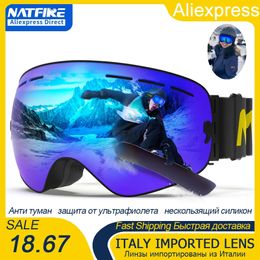 Skibril Pro 100% UV400-bescherming Anticondens Verwisselbare lens Skibril Snowboard Sneeuwbril voor heren Dames Natfire 240109