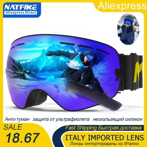 Lunettes de ski Pro 100% Protection UV400 Anti-buée Verres interchangeables Lunettes de ski Snowboard Lunettes de neige pour hommes femmes Natfire 240109