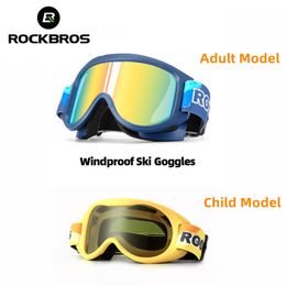 Skibril ROCKBROS Skibril Anticondens Ski Snowboardbril Heren Dames Kindskibril UV400-bescherming Winddichte snowboardbril 230918