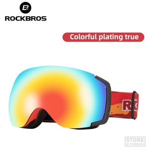 Lunettes de ski ROCKBROS Lunettes de ski Anti-buée Double couche lentilles pour hommes et femmes changement de couleur coupe-vent grand cadre lunettes de neige équipement 230918