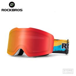 Lunettes de ski ROCKBROS lunettes de Ski couleur changeante plein cadre grande Vision Double couche Anti-buée hommes femmes simple planche lunettes de Ski polarisées 230918