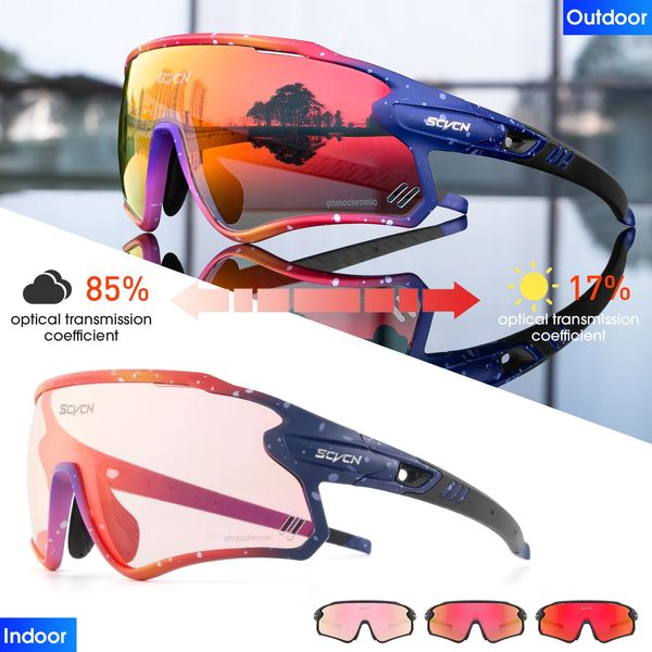 Lunettes de ski SCVCN Red Bule P lunettes de soleil ochromiques VTT lunettes de cyclisme sur route hommes femmes sport course UV400 vélo lunettes de vélo 231215