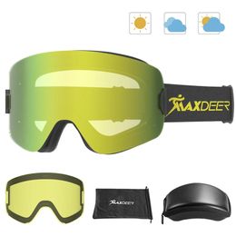 Lunettes de ski Lunettes de ski hommes femmes lunettes de snowboard pour le ski Protection UV400 lunettes de neige anti-buée lentille magnétique à changement rapide Replacemet 231024