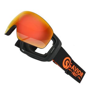 Lunettes de ski Lunettes de ski Sécurité Hommes Lunettes de neige pour snowboard Femmes Lunettes de vue Vent Anti-buée Verres magnétisés Lunettes de sport de ski Orange 231024