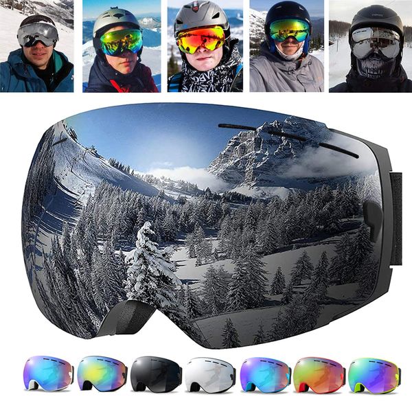 Lunettes de ski Goggles Snowboard Lunes Set Winter Outdoor Sport Snow Sungasses UV400 Couches Lens Anti-Fog Skiing Goggles pour hommes femmes
