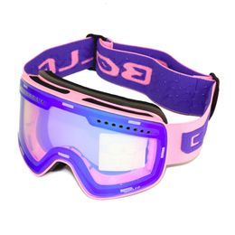 LOGGES SKI GOGGLES DE SKI AVEC MAGNÉTIQUE DOUBLE COME POLARISE Ski Ski Ski Anti-Fog UV400 Snowboard Goggles Men Femmes Ski Gois de ski Case de lunettes 231113