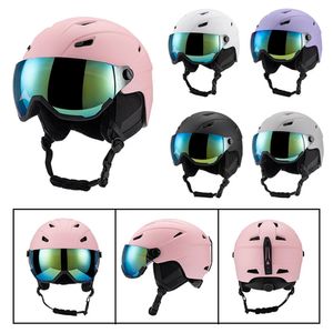 Gafas de esquí Casco de esquí Gafas moldeadas integralmente Casco Deportes de nieve al aire libre Casco protector de esquí ajustable Casco de snowboard de seguridad para la nieve 231102