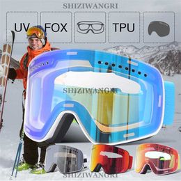 Skibrillen Ski Snowboard Goggles Dames Heren Skibrillen Masker Sneeuwbescherming Bril Volwassen Dubbel Bolvormig Gespiegeld Magnetisch HKD230725