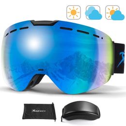 Skibril Snowboard Dames Heren Skibril OTG UV400 Bescherming Anti-condens Sneeuwbril Volwassen Dubbele bolvormige spiegel Magnetisch 231012