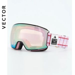 Lunettes de ski Vector petites lunettes de ski cadre imprimé sangle pour hommes femmes lentille magnétique interchangeable UV400 lunettes de soleil anti-buée lunettes de neige 231205