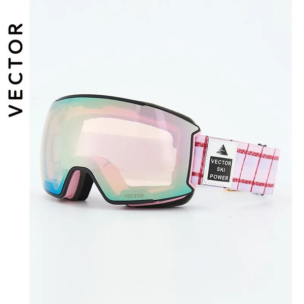 Lunettes de ski Vector petites lunettes de ski cadre imprimé sangle pour hommes femmes lentille magnétique interchangeable UV400 lunettes de soleil anti-buée lunettes de neige 231010