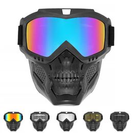 Lunettes de ski coupe-vent moto lunettes tactiques moto masque facial lunettes crâne tête détachable moto lunettes masque complet HKD230725