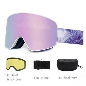 Skibril Winter Magnetische professionele skibril UV400-bescherming Anti-condens skibril voor heren Dames Snelwisselbare lens Snowboardbril 230918