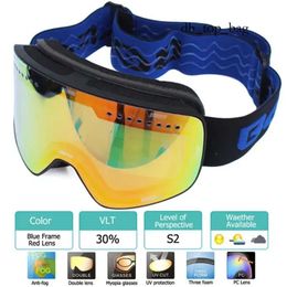 Lunettes de Ski avec lentille polarisée Double couche magnétique Ing antibuée Uv400 Snowboard hommes femmes lunettes étui à lunettes 221109 1786