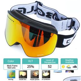Ski-bril met magnetische dubbele laag gepolariseerde lens skiën anti-kuppog UV400 Snowboard Men vrouwen bril brillen brillen