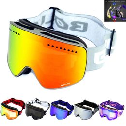 Lunettes de Ski avec lentille polarisée Double couche magnétique Ski antibuée UV400 Snowboard hommes femmes lunettes étui à lunettes 230927