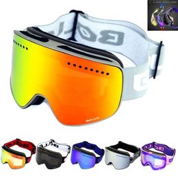 Skibril met Magnetische Dubbellaags Gepolariseerde Lens Antifog UV400 Snowboard Mannen Vrouwen Bril Brillenkoker 221109