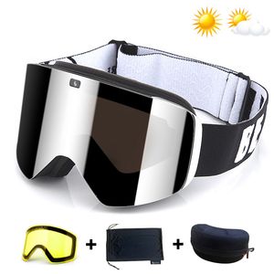 Gafas de esquí con lente magnética de doble capa, lentes amarillas, antiniebla, UV400, Snowboard, hombres, mujeres, gafas, conjunto de gafas 230921