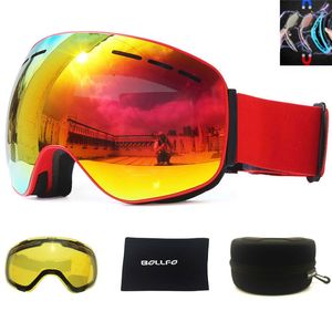 Lunettes de Ski avec lentille Double couche magnétique polarisée Ski antibuée UV400 Snowboard hommes lunettes étui à lunettes 230909