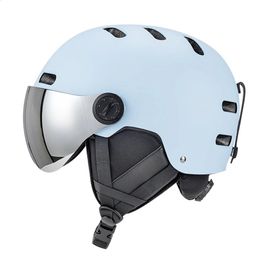 Casco de esquí a prueba de viento deportes de nieve con gafas de protección para los oídos cascos de seguridad para monopatín moldeado integralmente Snowboard 240124