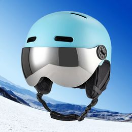 Casco de esquí con gafas desmontables, protección auditiva para nieve, carcasa de ABS y espuma EPS para esquí, monopatín, snowboard 240124