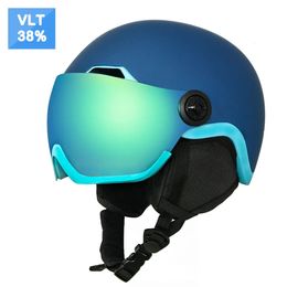 Skihelmen EnzoDate Ski Sneeuwhelm met geïntegreerde bril Schild 2 in 1 snowboardhelm en afneembaar masker Extra kosten Nachtzichtlens 231025