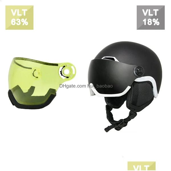 Casques de ski Casque de neige Enzodate avec bouclier de lunettes intégré Snowboard 2 en 1 et masque détachable Objectif de vision nocturne à coût supplémentaire Dr Dhblx