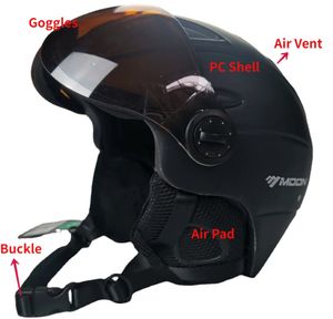 Casques de Ski demi-capuche casque de protection professionnel intégré Ski sport Snowboard avec équipement de lunettes 231202