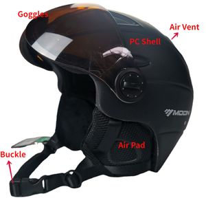 Skihelmen Skibeschermhelm met halve kap Professioneel Geïntegreerd skiën Sport Snowboardhelm met bril Beschermende uitrusting 230915