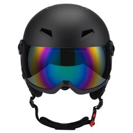 Capacetes de esqui Capacete Snowboard Mulheres Homens Esportes Quentes À Prova de Vento Óculos Integralmente Moldados para Sking Protetor 231114