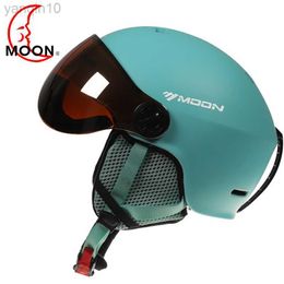 Cascos de esquí MOON Gafas de casco de esquí de alta calidad Moldeado integralmente PC + EPS Deportes al aire libre Esquí Snowboard Artículos de colores claros para unisex HKD230808