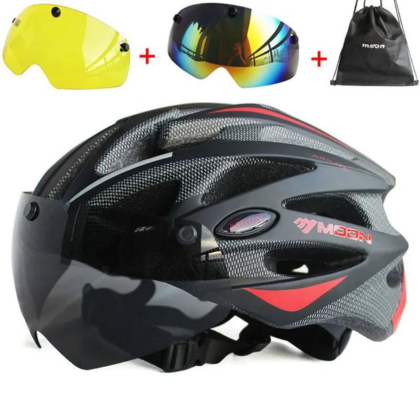 Caschi da sci MOON Casco da ciclismo integralmente modellato per le corse Casco da bicicletta ultraleggero per uomo e donna Casco da bici con occhiali magnetici 231101