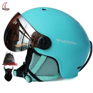 Cascos de esquí MOON Casco de esquí PCEPS moldeado integralmente Casco de esquí de alta calidad Deportes Monopatín Esquí Snowboard Cascos con gafas para mujer 231109