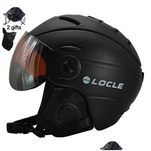 Skihelmen Skihelmen Locle Skihelm Winter Buitensporten Heren Dames Snowboard Sneeuw Skateboard met bril Drop Delivery Sport Dhzxw