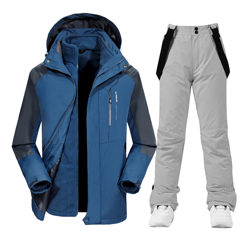 Veste de ski et pantalons hommes 3 pouces de ski chaud d'épaisseur