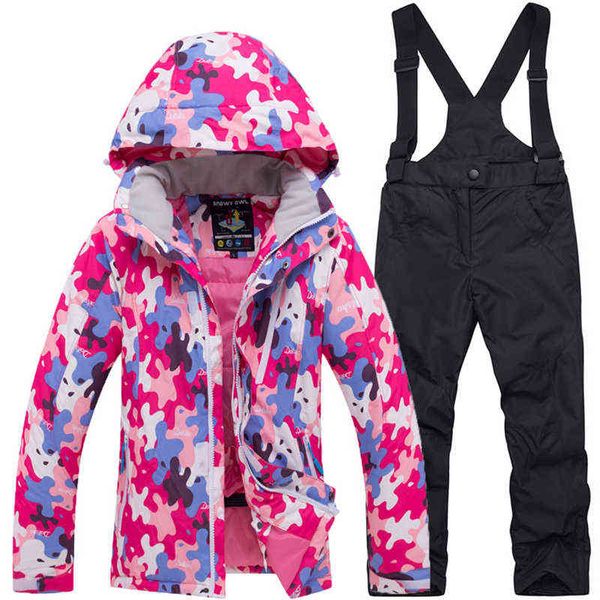 Veste de ski enfants hiver Skisuit coupe-vent thermique Snowboard pantalons ensembles Sport de plein air Ski enfants veste chaude ensemble J220718