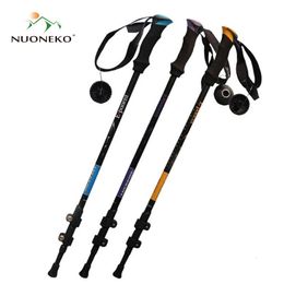 Bâtons de ski NUONEKO canne rétractable pliant bâton de marche Trekking ultra-léger équipement de Camping accessoires Nature randonnée bâtons de Ski CA03 231109