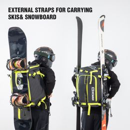 Sacs de Ski Snowboard XCMAN 50L Capacité Sac à Dos Étanche avec Compartiments Individuels pour Casque Bottes Vêtements Suspendus 230729