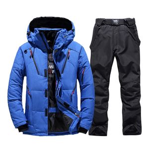 Combinaison de Ski hommes Camping veste de Ski de montagne pantalon de Ski chaud coupe-vent doudoune salopette d'hiver Sports de plein air Snowboard vêtements 240104