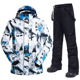 Combinaison de Ski hommes hiver chaud coupe-vent imperméable Sports de plein air vestes et pantalons de neige équipement de Ski veste de Snowboard hommes marque 220812
